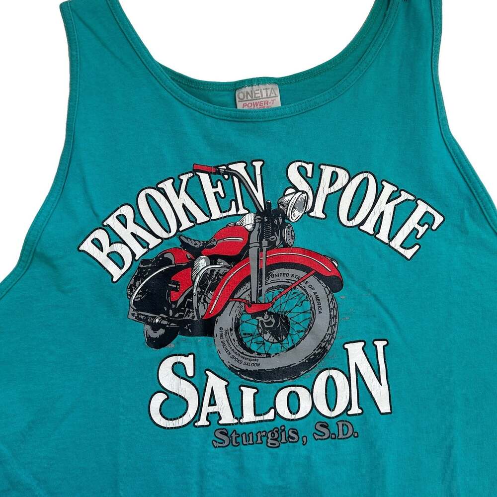 Oneita VTG 90s Sturgis Broken Spoke Saloon XL Tank Top Muscle Shirt USA Cotton
